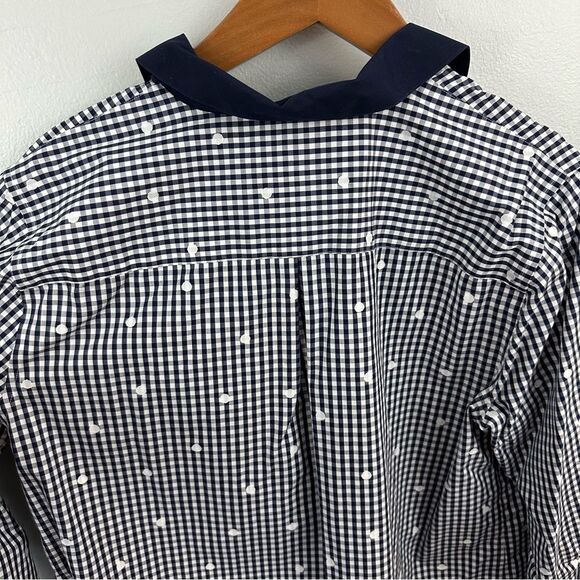 Coldwater Creek Blue White Checkered Picnic Tunic Shirt Size Large - Picture 8 of 14